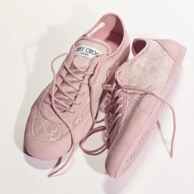 Sunny F de mezcla de cuero rosa y zapatillas bajas con cordones de jimmy choo Sunny F de mezcla de cuero rosa y zapatillas bajas con cordones de jimmy choo