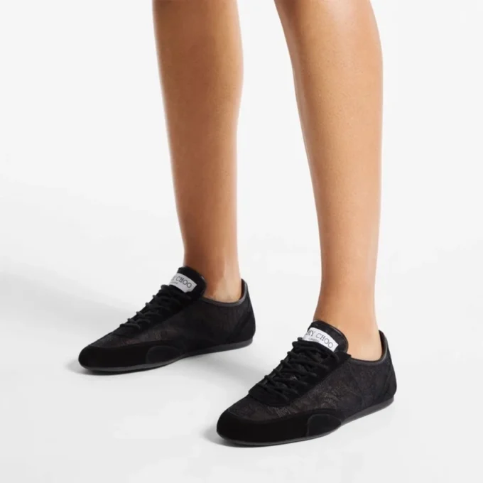 Sunny F Mezcla de cuero negro y zapatillas bajas con cordones de jimmy choo Sunny F Mezcla de cuero negro y zapatillas bajas con cordones de jimmy choo