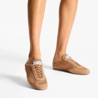 Sunny Mule F Mezcla de piel toffee y malla Diamond Zapatillas bajas