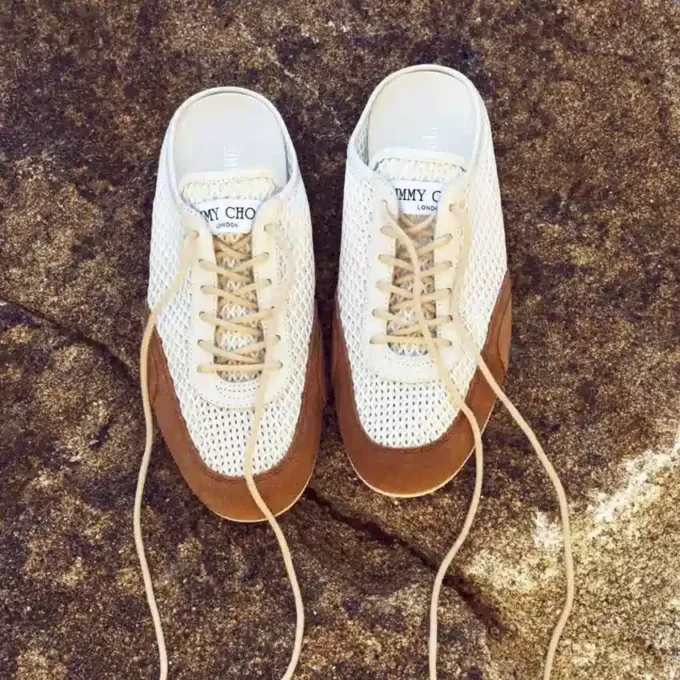 Sunny Mule F: zapatillas bajas de mezcla de piel en tonos latte y toffee y malla Diamond Sunny Mule F: zapatillas bajas de mezcla de piel en tonos latte y toffee y malla Diamond