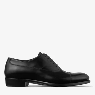 Vine Lace Up Zapatos con cordones de piel de becerro lisa negra