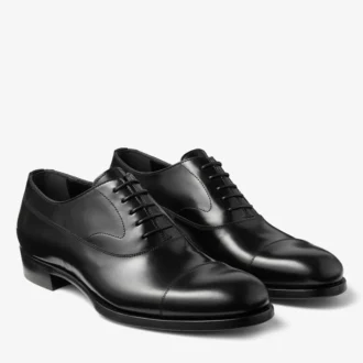 Vine Lace Up Zapatos con cordones de piel de becerro lisa negra