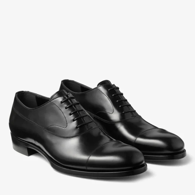 Vine Lace Up Zapatos con cordones de piel de becerro lisa negra