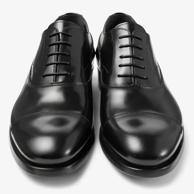 Vine Lace Up Zapatos con cordones de piel de becerro lisa negra