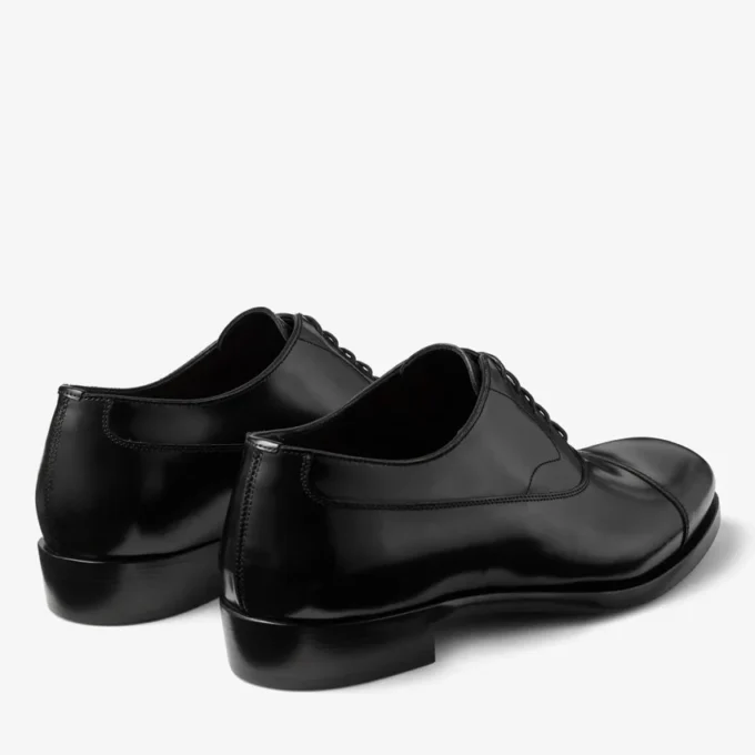 Vine Lace Up Zapatos con cordones de piel de becerro lisa negra