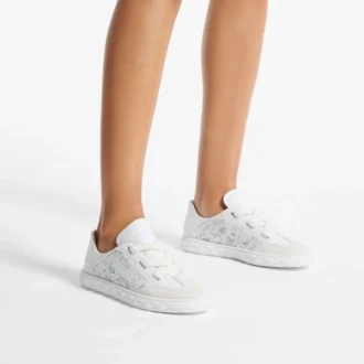 Zapatillas bajas Diamond Light Flex F de mezcla de piel blanca y cordones de piel perforada