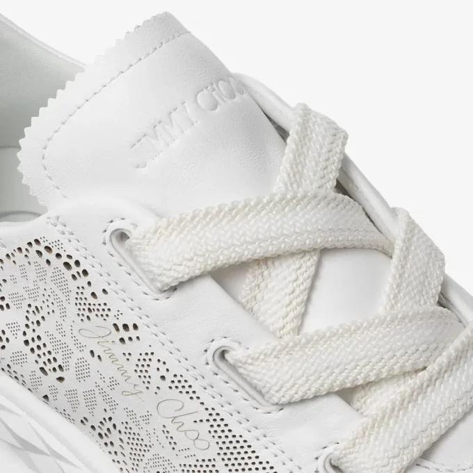 Zapatillas bajas Diamond Light Flex F de mezcla de piel blanca y cordones de piel perforada Zapatillas bajas Diamond Light Flex F de mezcla de piel blanca y cordones de piel perforada