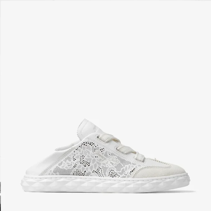 Zapatillas bajas Diamond Light Flex F de mezcla de piel blanca y cordones de piel perforada Zapatillas bajas Diamond Light Flex F de mezcla de piel blanca y cordones de piel perforada