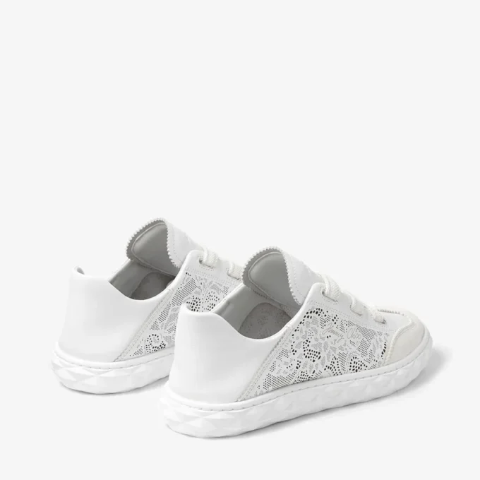 Zapatillas bajas Diamond Light Flex F de mezcla de piel blanca y cordones de piel perforada Zapatillas bajas Diamond Light Flex F de mezcla de piel blanca y cordones de piel perforada