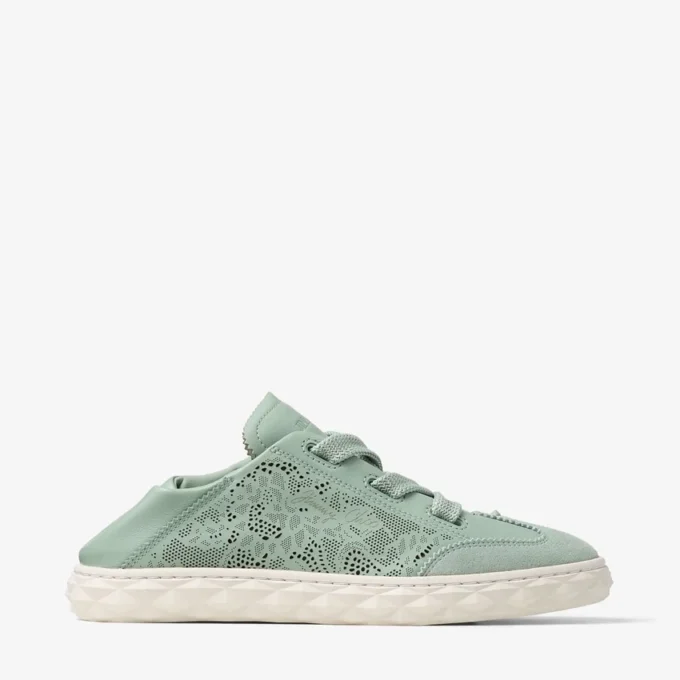 Zapatillas bajas Diamond Light Flex F de mezcla de piel Verde y cordones de piel perforada Zapatillas bajas Diamond Light Flex F de mezcla de piel Verde y cordones de piel perforada