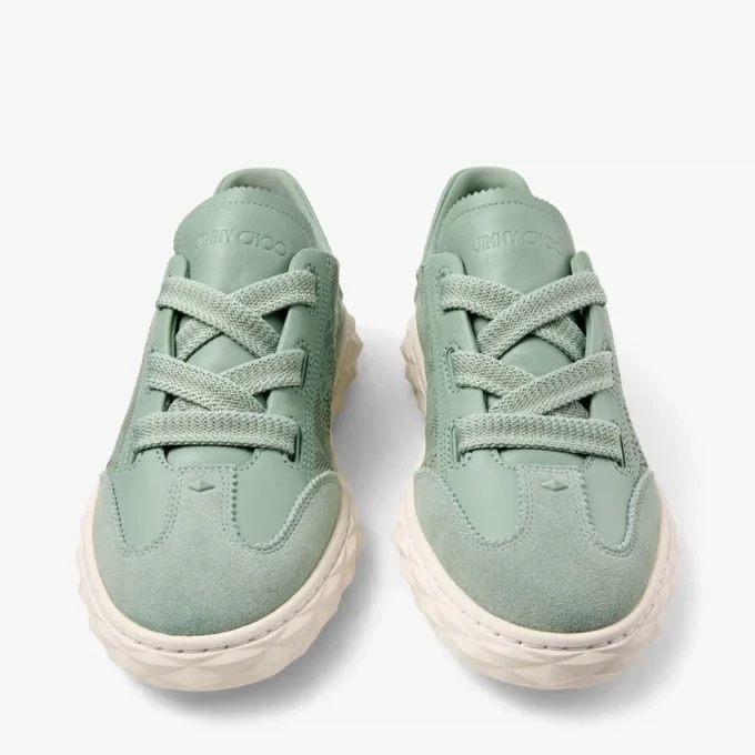 Zapatillas bajas Diamond Light Flex F de mezcla de piel Verde y cordones de piel perforada Zapatillas bajas Diamond Light Flex F de mezcla de piel Verde y cordones de piel perforada