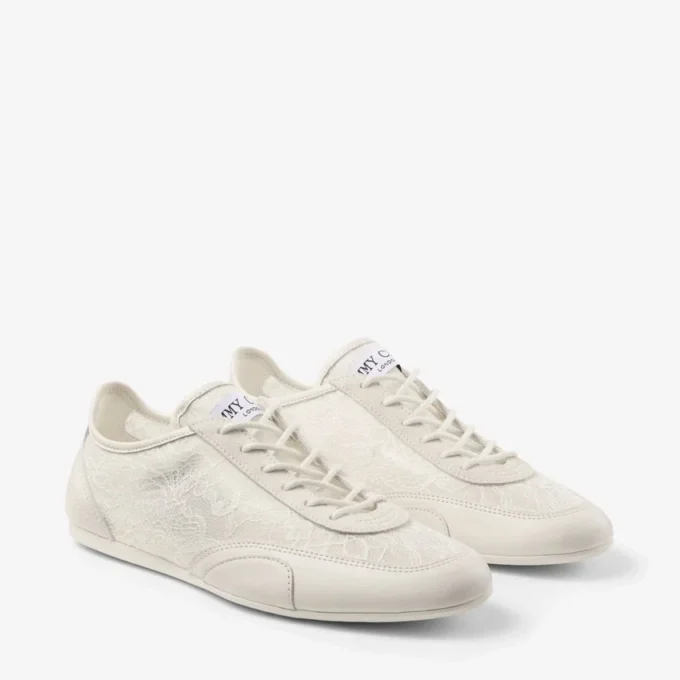 Zapatillas bajas Sunny F de mezcla de piel Latte y encaje jimmy choo Zapatillas bajas Sunny F de mezcla de piel Latte y encaje jimmy choo