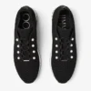 Zapatillas bajas Veles de punto de ganchillo negro con perlas Zapatillas bajas Veles de punto de ganchillo negro con perlas