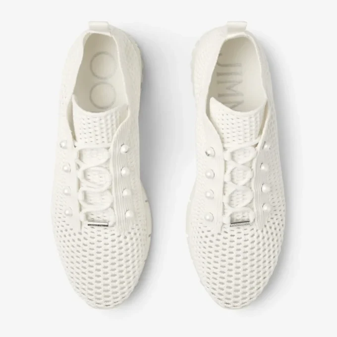 Zapatillas bajas Veles Latte de punto de ganchillo con perlas Zapatillas bajas Veles Latte de punto de ganchillo con perlas