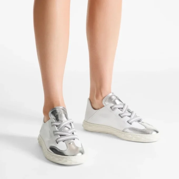 Zapatillas Diamond Light Flex F de piel napa metalizada plateada
