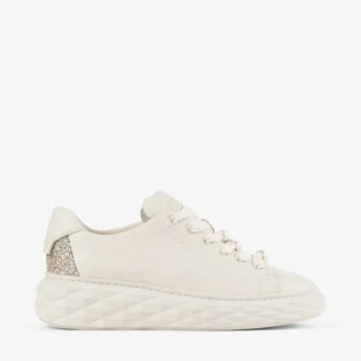 Zapatillas Diamond Light Maxi F Latte de piel lisa y purpurina gruesa