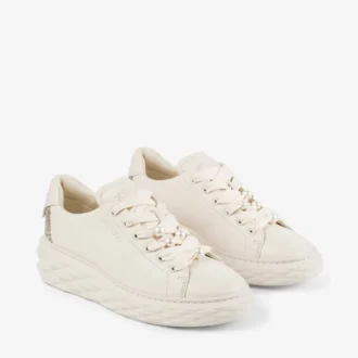 Zapatillas Diamond Light Maxi F Latte de piel lisa y purpurina gruesa