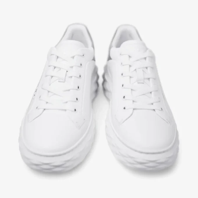Zapatillas Diamond Maxi F II de piel napa blanca y plateada con purpurina Zapatillas Diamond Maxi F II de piel napa blanca y plateada con purpurina