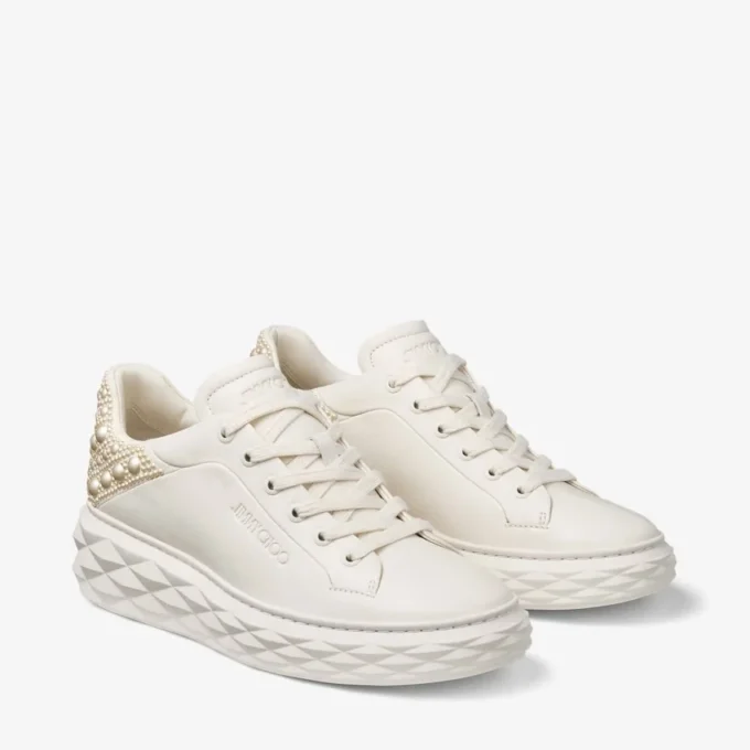 Zapatillas Diamond Maxi F II Latte de piel napa perla