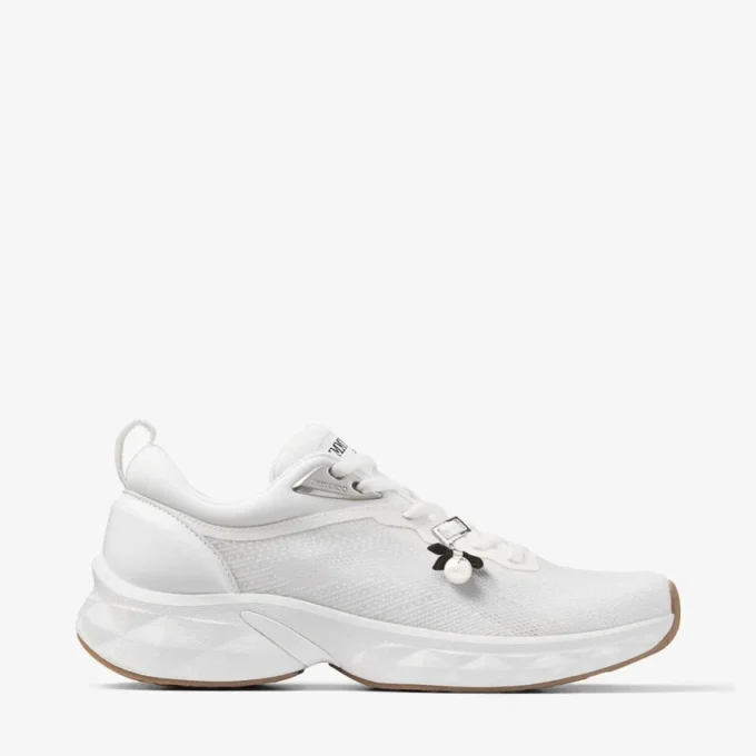 Zapatillas Diamond Run F de mezcla de jacquard y punto blanco