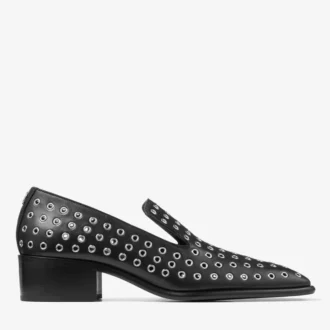 Zapatillas Eliot 45 para hombre en piel napa metalizada negra con ojales