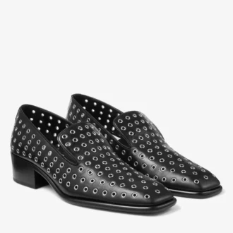 Zapatillas Eliot 45 para hombre en piel napa metalizada negra con ojales