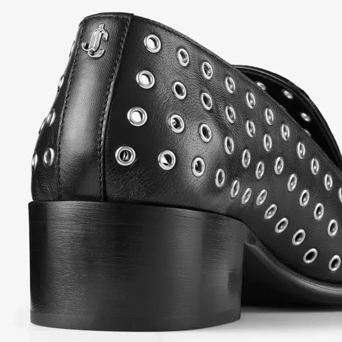 Zapatillas Eliot 45 para hombre en piel napa metalizada negra con ojales Zapatillas Eliot 45 para hombre en piel napa metalizada negra con ojales