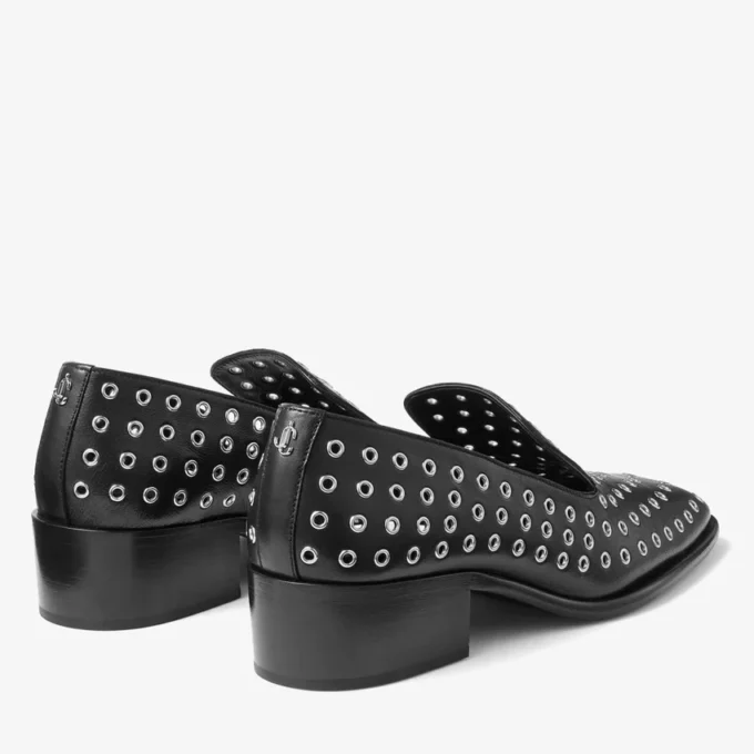 Zapatillas Eliot 45 para hombre en piel napa metalizada negra con ojales Zapatillas Eliot 45 para hombre en piel napa metalizada negra con ojales