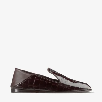 Zapatillas Eliot de piel con relieve de cocodrilo en color sambuco