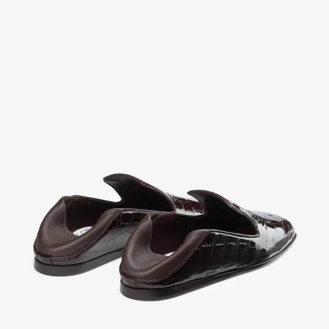 Zapatillas Eliot de piel con relieve de cocodrilo en color sambuco