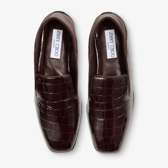 Zapatillas Eliot de piel con relieve de cocodrilo en color sambuco