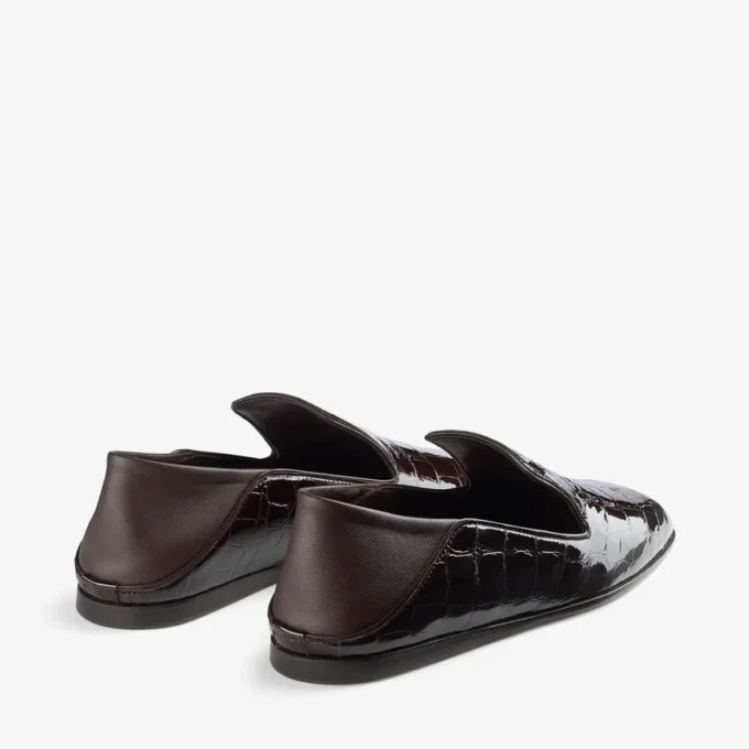 Zapatillas Eliot de piel con relieve de cocodrilo en color sambuco