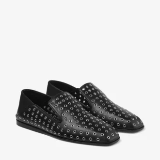 Zapatillas Eliot de piel napa metalizada negra con ojales