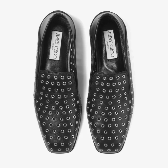 Zapatillas Eliot de piel napa metalizada negra con ojales