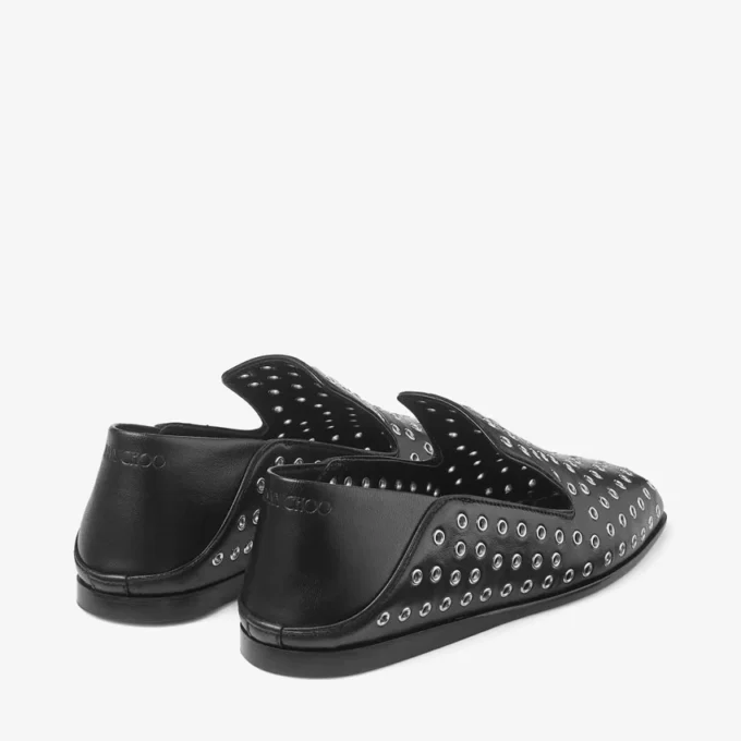 Zapatillas Eliot de piel napa metalizada negra con ojales
