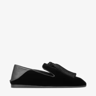 Zapatillas Eliot de terciopelo negro con borla