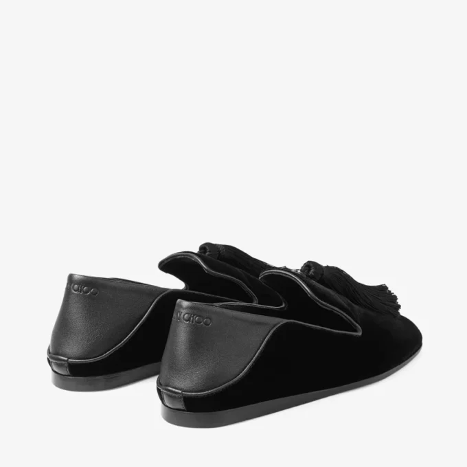 Zapatillas Eliot de terciopelo negro con borla