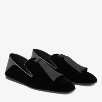 Zapatillas Eliot para hombre de terciopelo negro con borla