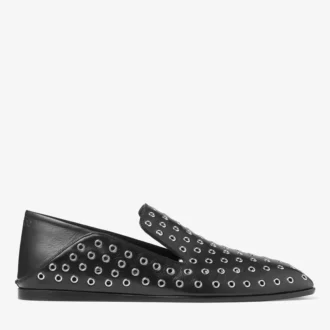 Zapatillas Eliot para hombre en piel napa metalizada negra con ojales