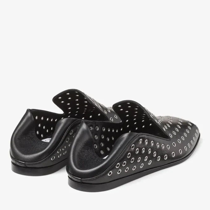Zapatillas Eliot para hombre en piel napa metalizada negra con ojales Zapatillas Eliot para hombre en piel napa metalizada negra con ojales