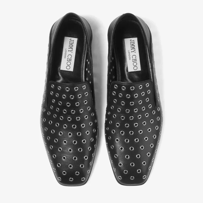 Zapatillas Eliot para hombre en piel napa metalizada negra con ojales Zapatillas Eliot para hombre en piel napa metalizada negra con ojales