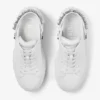 Zapatillas tipo mocasín Diamond Sling de napa blanca con correa de cristales