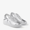 Zapatillas tipo mocasín Diamond Sling de piel metalizada plateada con correa de cristal