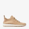 Zapatillas Veles de punto de cachemira melange color chai con botones de perla