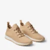 Zapatillas Veles de punto de cachemira melange color chai con botones de perla