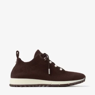 Zapatillas Veles de punto de cachemira melange color chocolate con botones de perlas