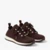 Zapatillas Veles de punto de cachemira melange color chocolate con botones de perlas