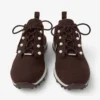 Zapatillas Veles de punto de cachemira melange color chocolate con botones de perlas