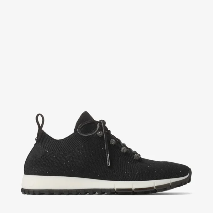 Zapatillas Veles de punto negro con lentejuelas