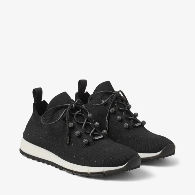 Zapatillas Veles de punto negro con lentejuelas